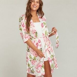 Show Me Your Mumu Ivory & Pink Floral Robe One Size
